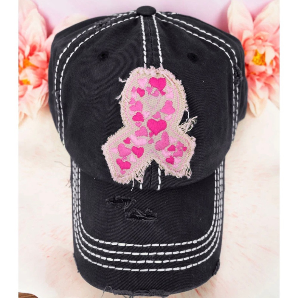Pink ribbon awareness cap